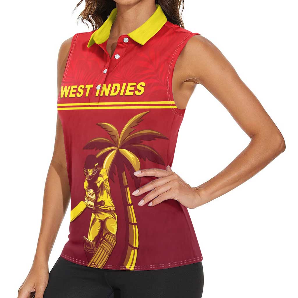 Custom West Indies Cricket Women Sleeveless Polo Shirt Vintage Style
