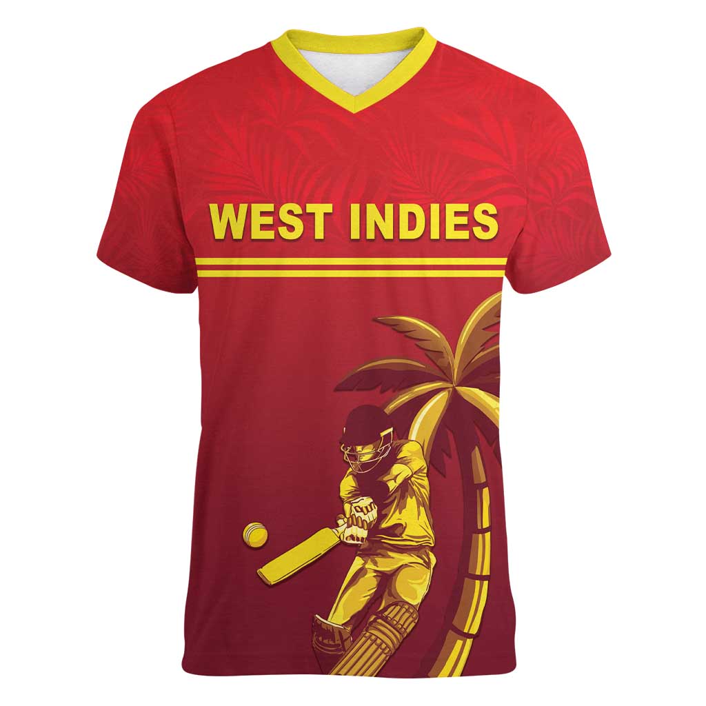 Custom West Indies Cricket Women V-Neck T-Shirt Vintage Style