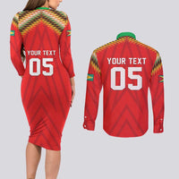 Custom Guyana Cricket Couples Matching Long Sleeve Bodycon Dress and Long Sleeve Button Shirt Go Amazon Warriors