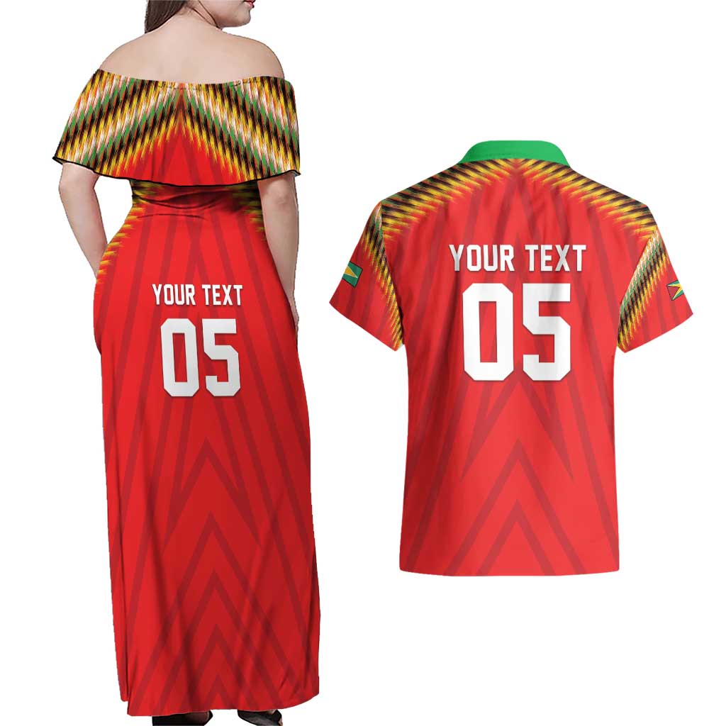 Custom Guyana Cricket Couples Matching Off Shoulder Maxi Dress and Hawaiian Shirt Go Amazon Warriors
