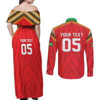 Custom Guyana Cricket Couples Matching Off Shoulder Maxi Dress and Long Sleeve Button Shirt Go Amazon Warriors