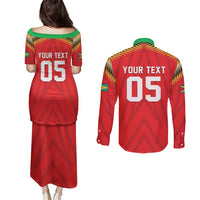 Custom Guyana Cricket Couples Matching Puletasi and Long Sleeve Button Shirt Go Amazon Warriors