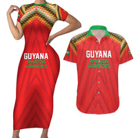 Custom Guyana Cricket Couples Matching Short Sleeve Bodycon Dress and Hawaiian Shirt Go Amazon Warriors