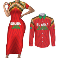 Custom Guyana Cricket Couples Matching Short Sleeve Bodycon Dress and Long Sleeve Button Shirt Go Amazon Warriors
