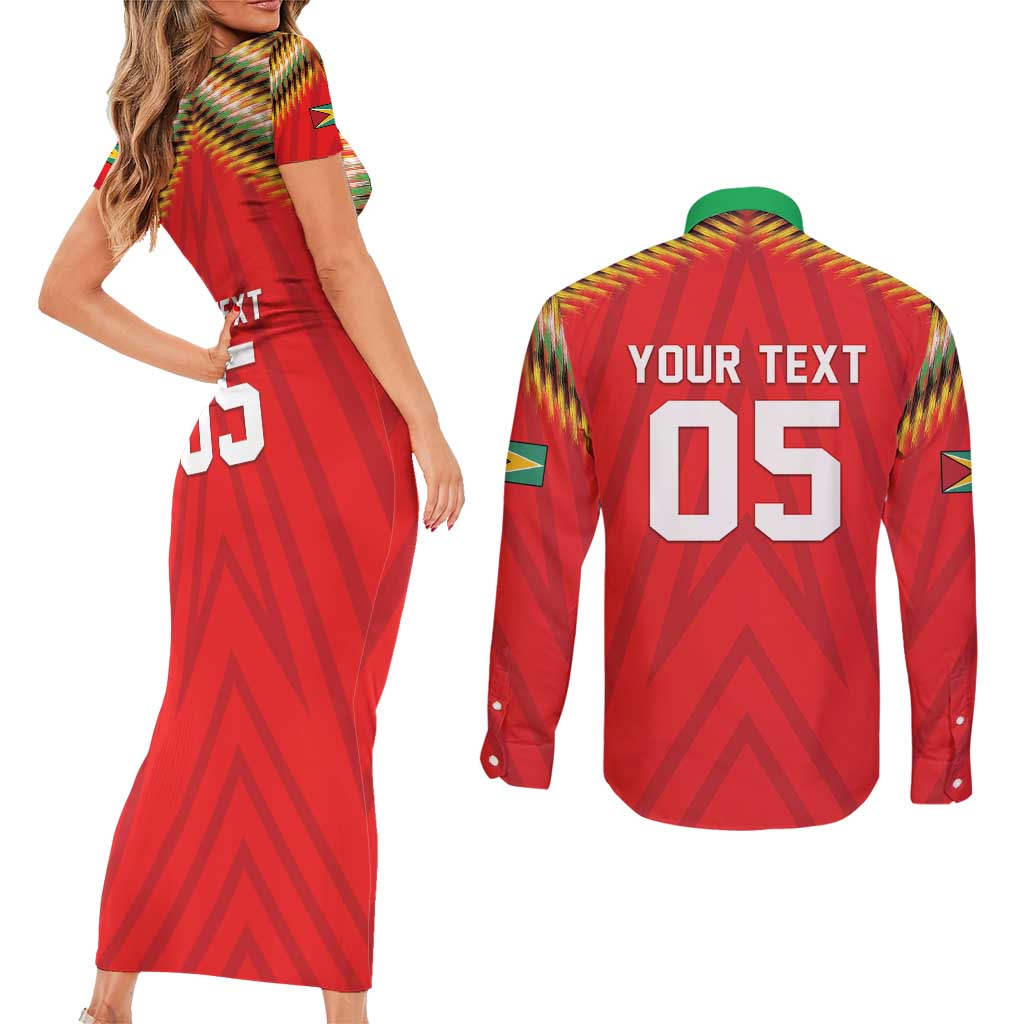 Custom Guyana Cricket Couples Matching Short Sleeve Bodycon Dress and Long Sleeve Button Shirt Go Amazon Warriors