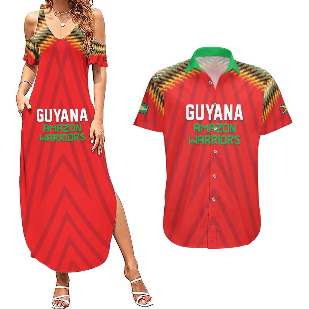 Custom Guyana Cricket Couples Matching Summer Maxi Dress and Hawaiian Shirt Go Amazon Warriors