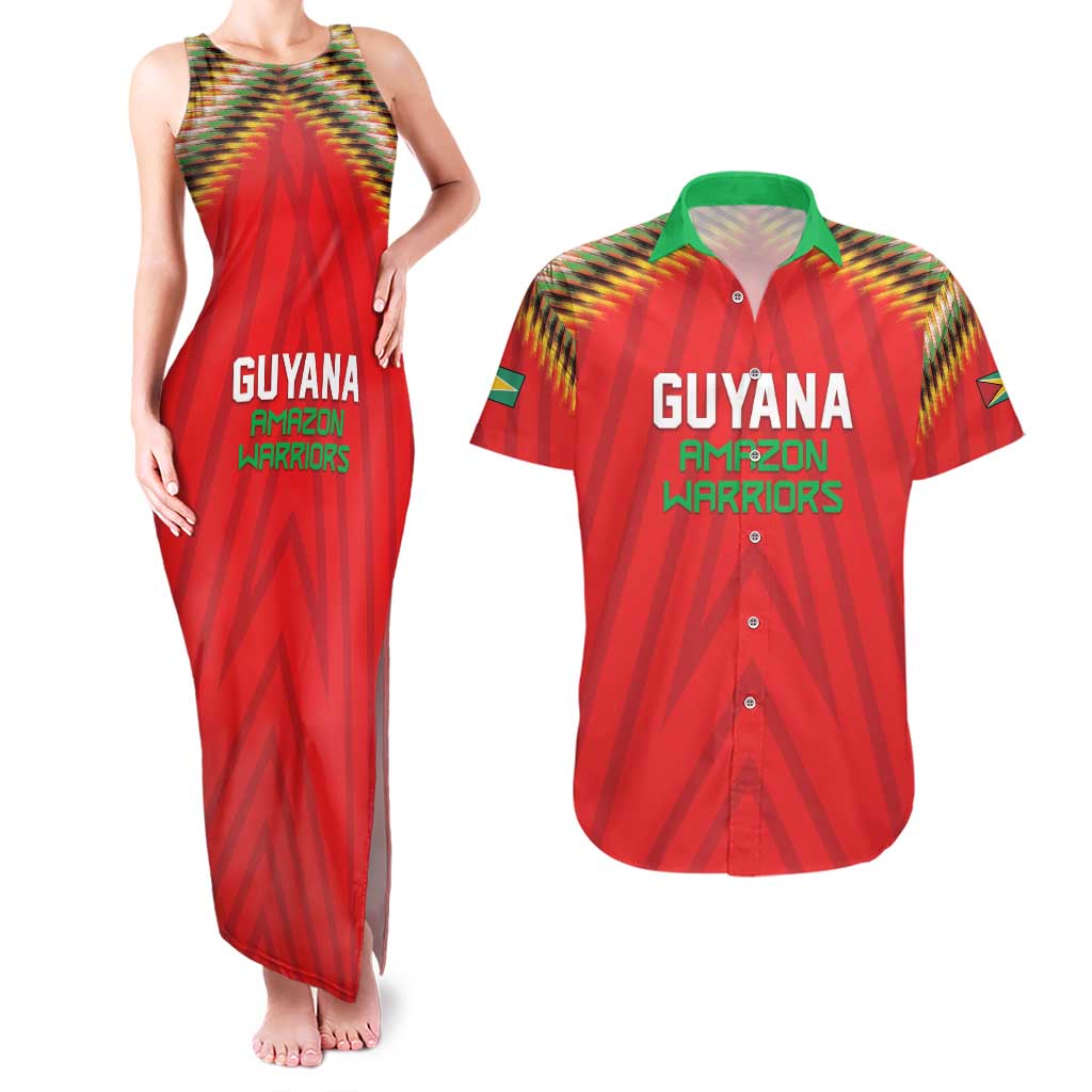 Custom Guyana Cricket Couples Matching Tank Maxi Dress and Hawaiian Shirt Go Amazon Warriors