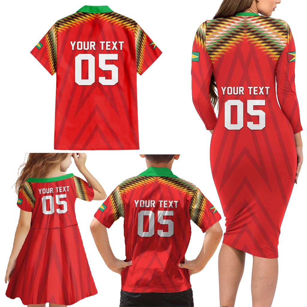 Custom Guyana Cricket Family Matching Long Sleeve Bodycon Dress and Hawaiian Shirt Go Amazon Warriors