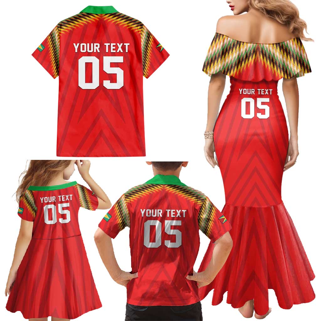 Custom Guyana Cricket Family Matching Mermaid Dress and Hawaiian Shirt Go Amazon Warriors