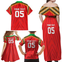 Custom Guyana Cricket Family Matching Off Shoulder Maxi Dress and Hawaiian Shirt Go Amazon Warriors