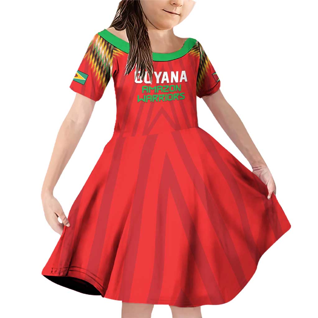 Custom Guyana Cricket Family Matching Off Shoulder Short Dress and Hawaiian Shirt Go Amazon Warriors