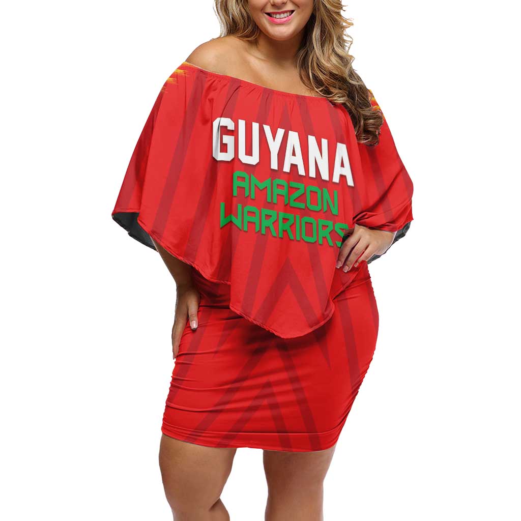 Custom Guyana Cricket Family Matching Off Shoulder Short Dress and Hawaiian Shirt Go Amazon Warriors