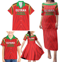 Custom Guyana Cricket Family Matching Puletasi and Hawaiian Shirt Go Amazon Warriors