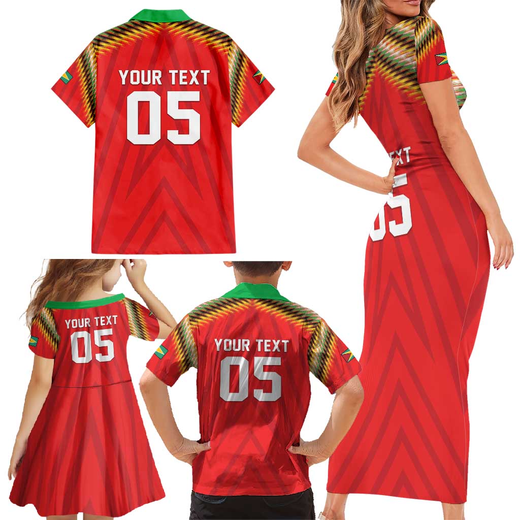 Custom Guyana Cricket Family Matching Short Sleeve Bodycon Dress and Hawaiian Shirt Go Amazon Warriors