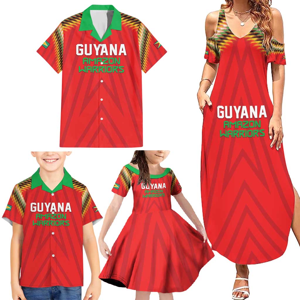 Custom Guyana Cricket Family Matching Summer Maxi Dress and Hawaiian Shirt Go Amazon Warriors