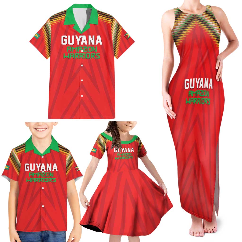 Custom Guyana Cricket Family Matching Tank Maxi Dress and Hawaiian Shirt Go Amazon Warriors