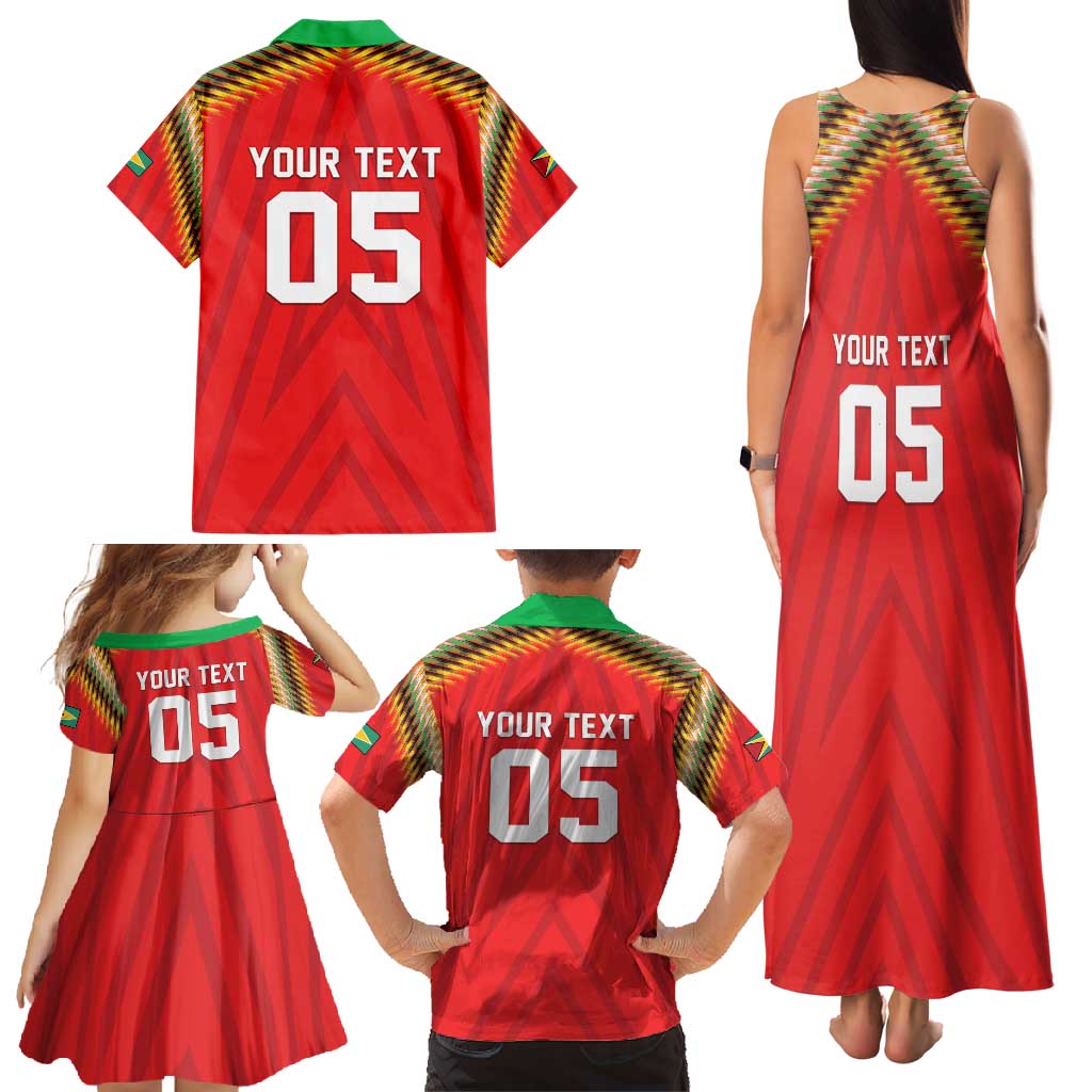 Custom Guyana Cricket Family Matching Tank Maxi Dress and Hawaiian Shirt Go Amazon Warriors