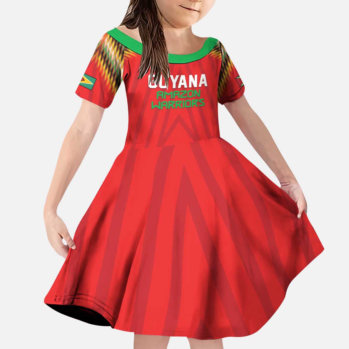 Custom Guyana Cricket Kid Short Sleeve Dress Go Amazon Warriors