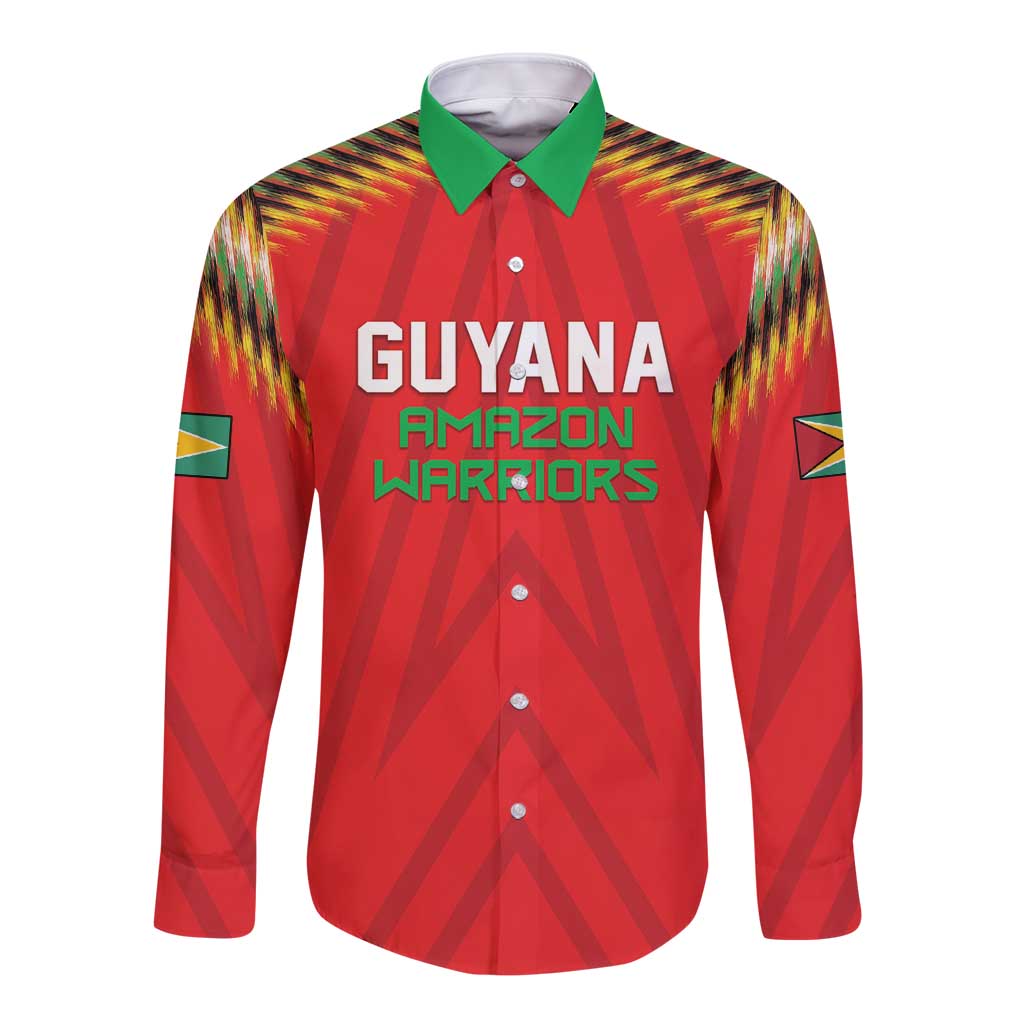 Custom Guyana Cricket Long Sleeve Button Shirt Go Amazon Warriors