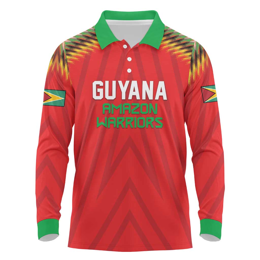 Custom Guyana Cricket Long Sleeve Polo Shirt Go Amazon Warriors