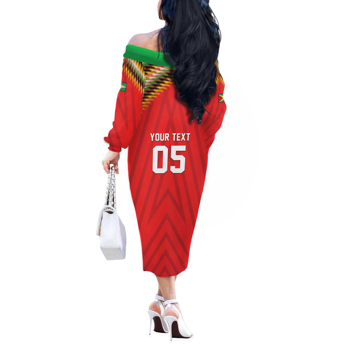 Custom Guyana Cricket Off The Shoulder Long Sleeve Dress Go Amazon Warriors