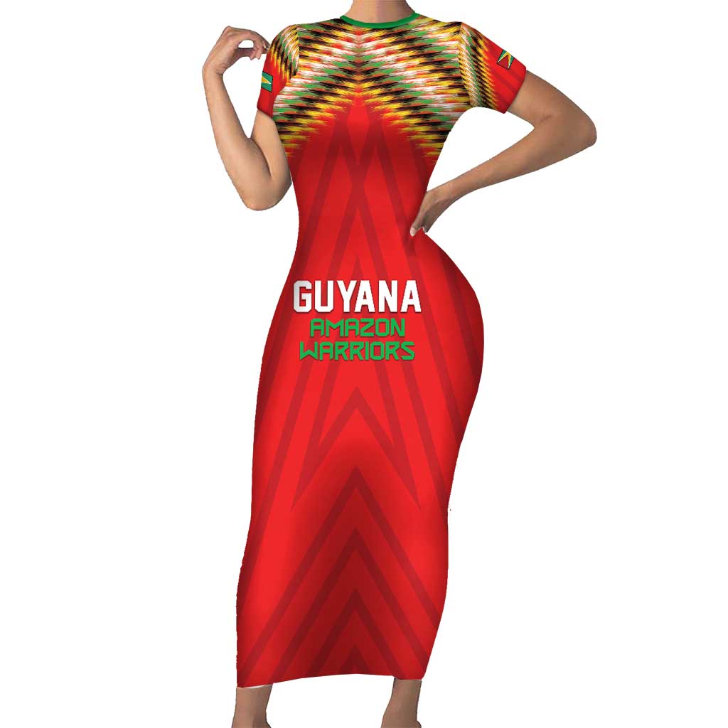 Custom Guyana Cricket Short Sleeve Bodycon Dress Go Amazon Warriors