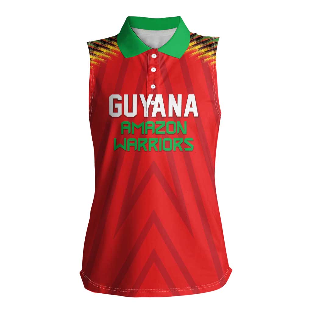 Custom Guyana Cricket Women Sleeveless Polo Shirt Go Amazon Warriors