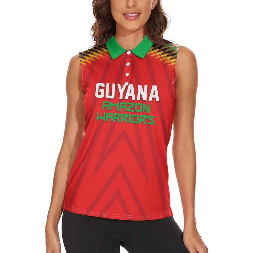 Custom Guyana Cricket Women Sleeveless Polo Shirt Go Amazon Warriors