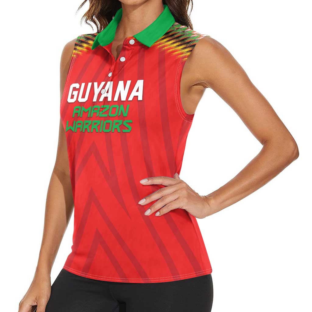 Custom Guyana Cricket Women Sleeveless Polo Shirt Go Amazon Warriors