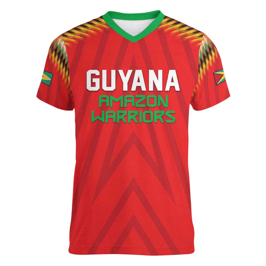 Custom Guyana Cricket Women V-Neck T-Shirt Go Amazon Warriors