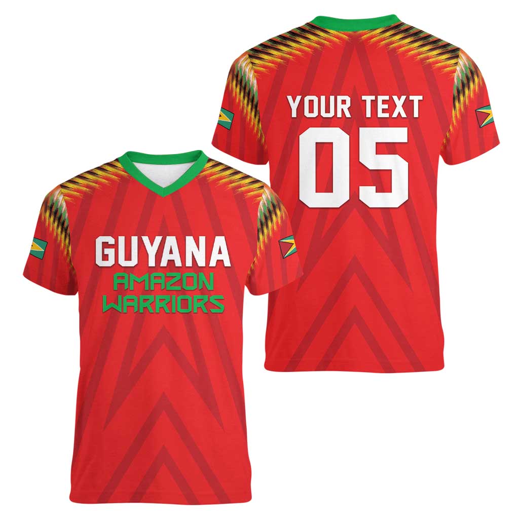 Custom Guyana Cricket Women V-Neck T-Shirt Go Amazon Warriors