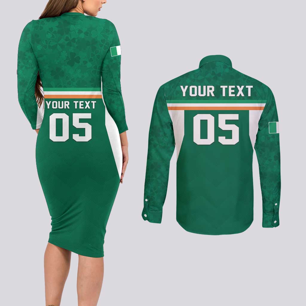 Custom Ireland Rugby Couples Matching Long Sleeve Bodycon Dress and Long Sleeve Button Shirt Old Retro Style