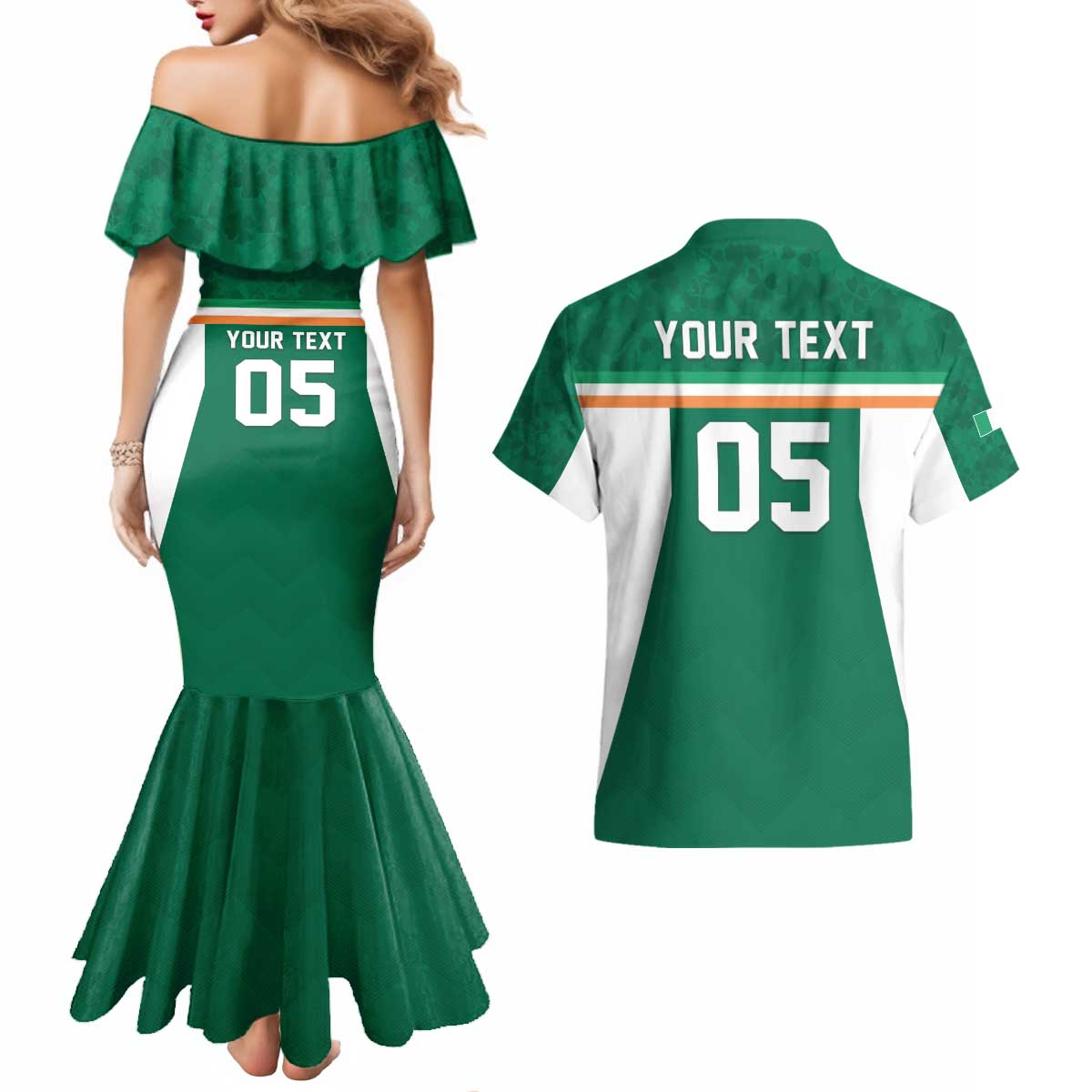 Custom Ireland Rugby Couples Matching Mermaid Dress and Hawaiian Shirt Old Retro Style