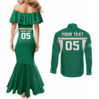 Custom Ireland Rugby Couples Matching Mermaid Dress and Long Sleeve Button Shirt Old Retro Style