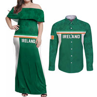 Custom Ireland Rugby Couples Matching Off Shoulder Maxi Dress and Long Sleeve Button Shirt Old Retro Style