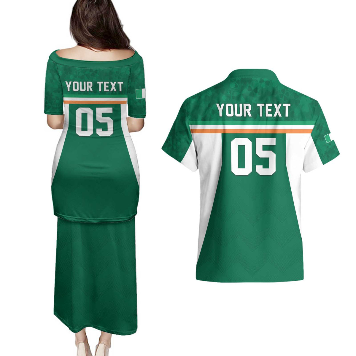 Custom Ireland Rugby Couples Matching Puletasi and Hawaiian Shirt Old Retro Style