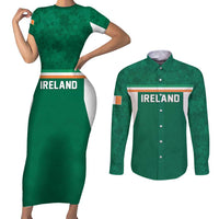 Custom Ireland Rugby Couples Matching Short Sleeve Bodycon Dress and Long Sleeve Button Shirt Old Retro Style
