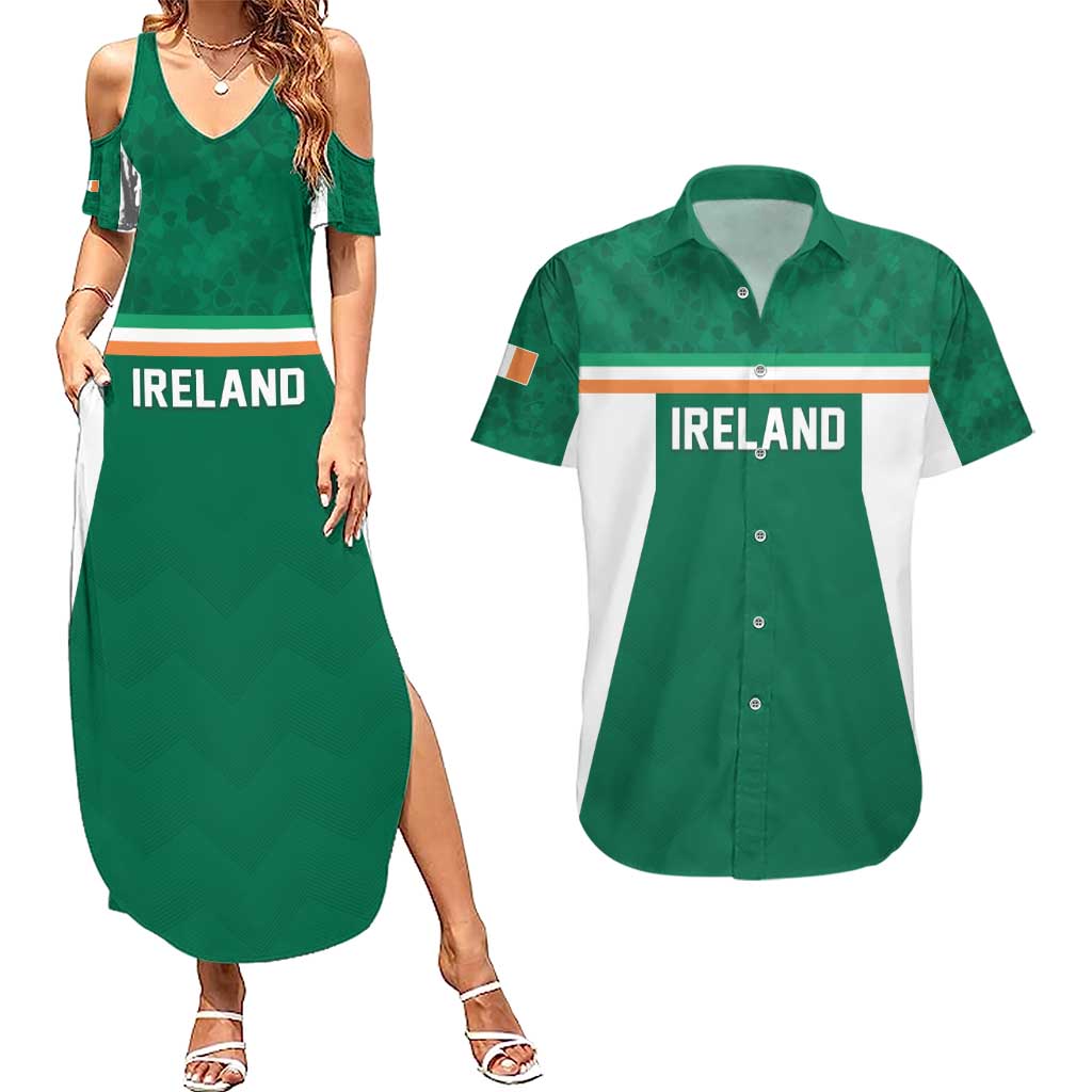Custom Ireland Rugby Couples Matching Summer Maxi Dress and Hawaiian Shirt Old Retro Style