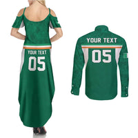 Custom Ireland Rugby Couples Matching Summer Maxi Dress and Long Sleeve Button Shirt Old Retro Style