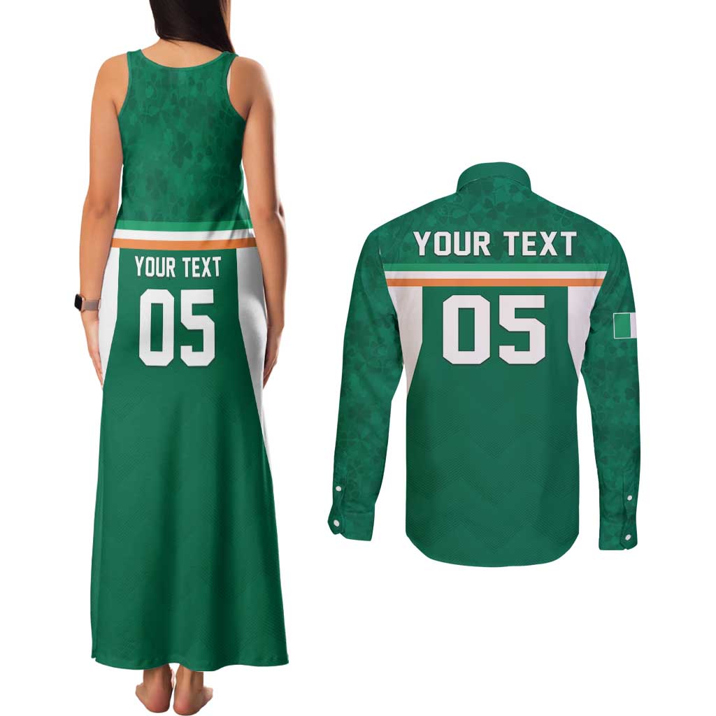 Custom Ireland Rugby Couples Matching Tank Maxi Dress and Long Sleeve Button Shirt Old Retro Style
