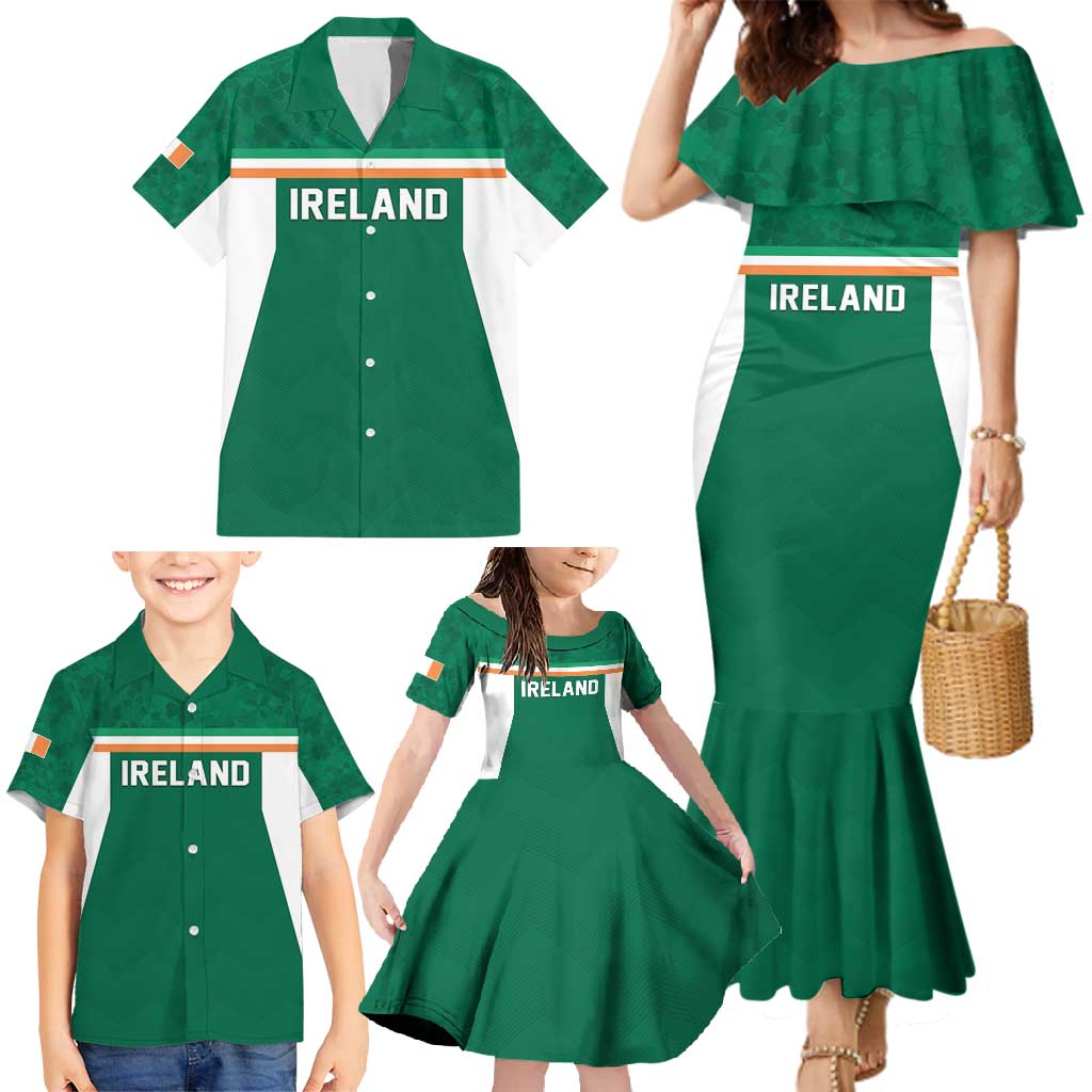 Custom Ireland Rugby Family Matching Mermaid Dress and Hawaiian Shirt Old Retro Style