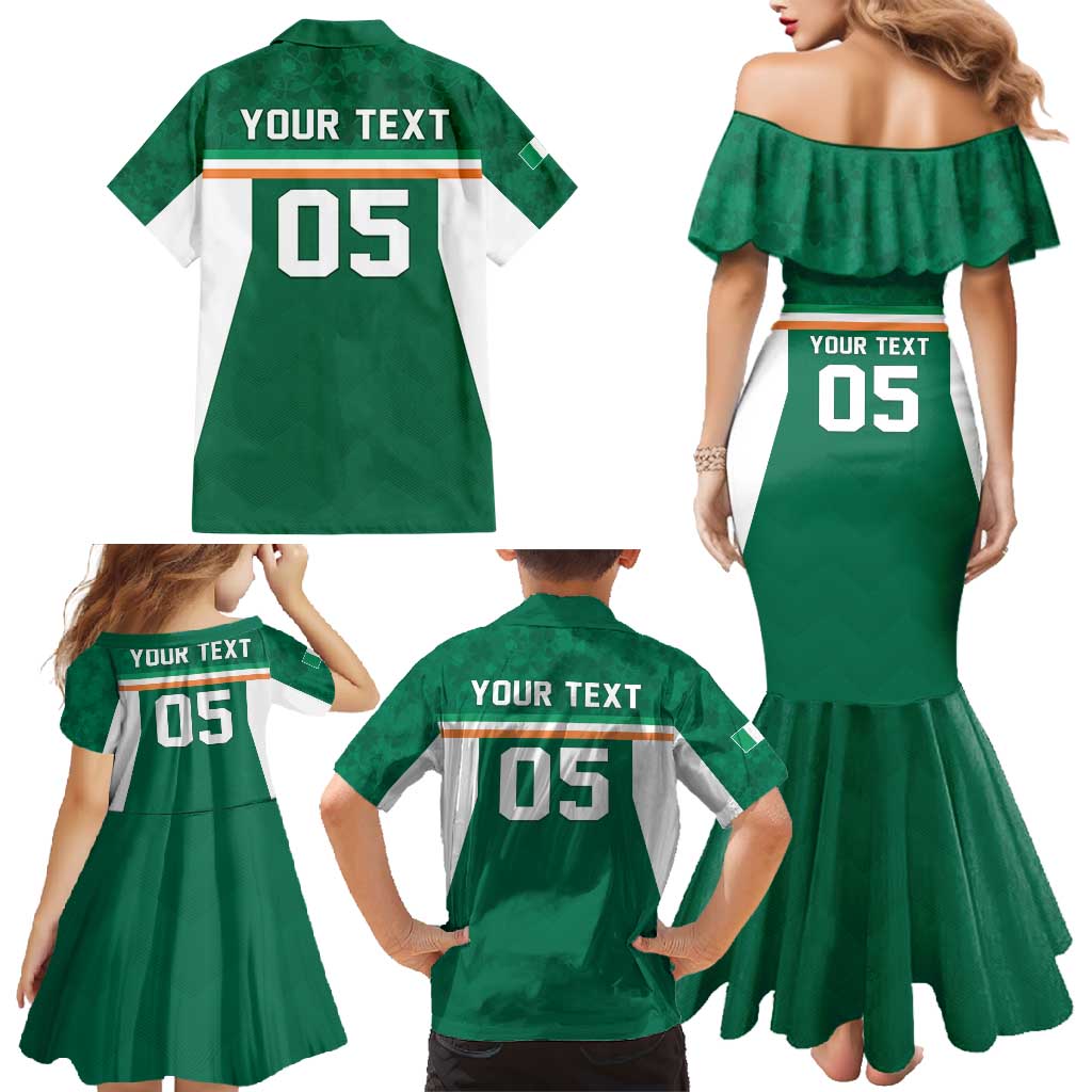 Custom Ireland Rugby Family Matching Mermaid Dress and Hawaiian Shirt Old Retro Style