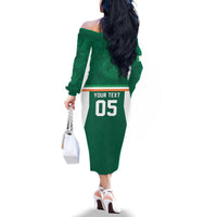 Custom Ireland Rugby Family Matching Off The Shoulder Long Sleeve Dress and Hawaiian Shirt Old Retro Style