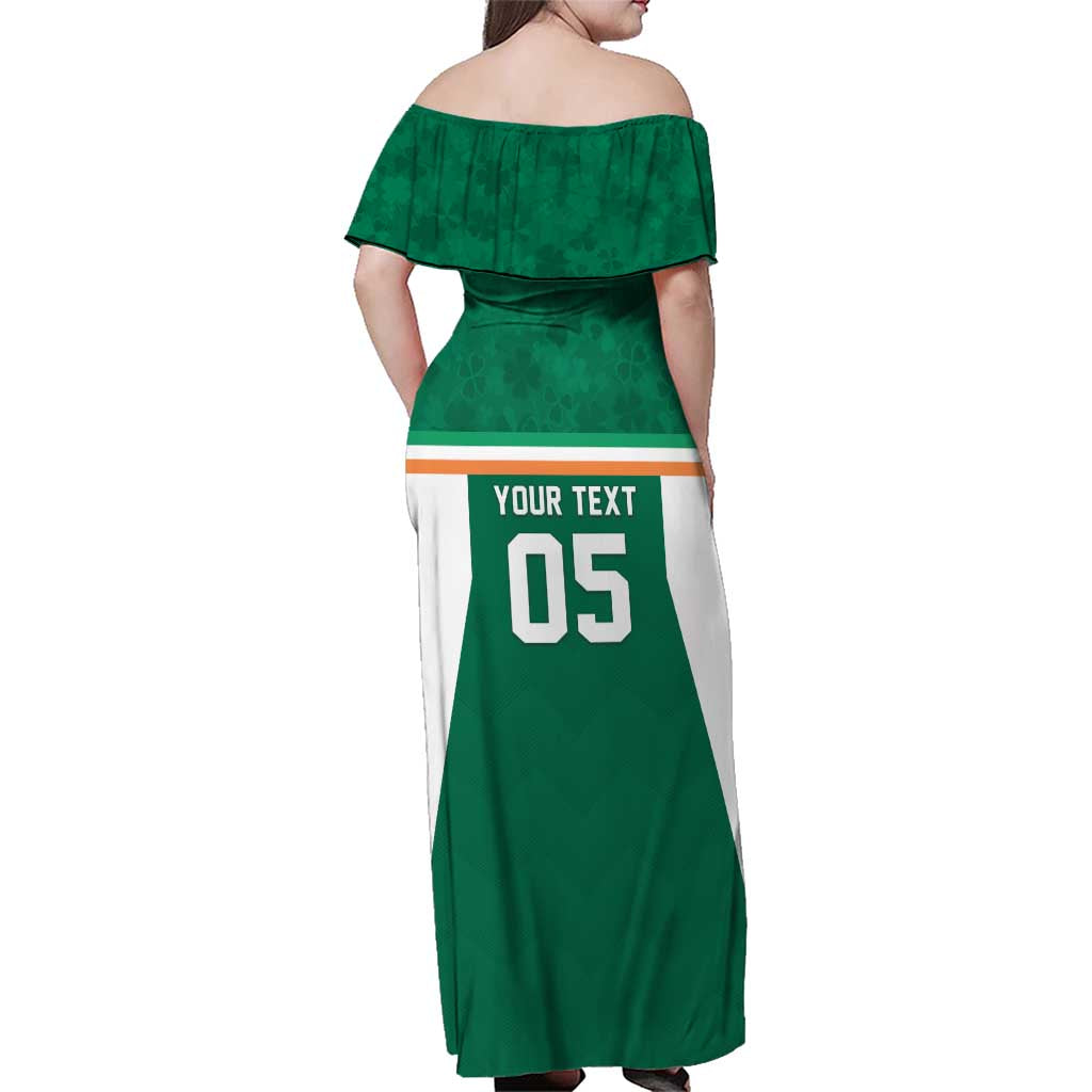 Custom Ireland Rugby Family Matching Off Shoulder Maxi Dress and Hawaiian Shirt Old Retro Style