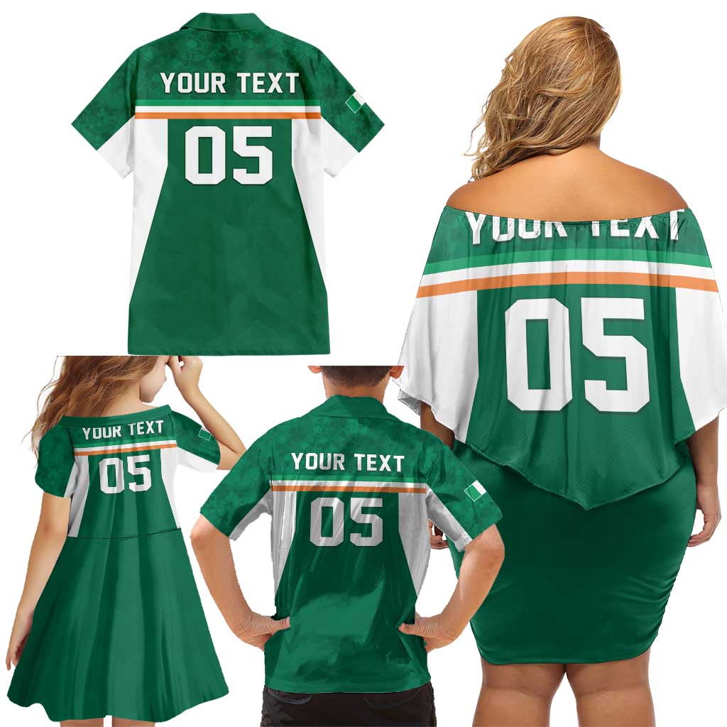 Custom Ireland Rugby Family Matching Off Shoulder Short Dress and Hawaiian Shirt Old Retro Style