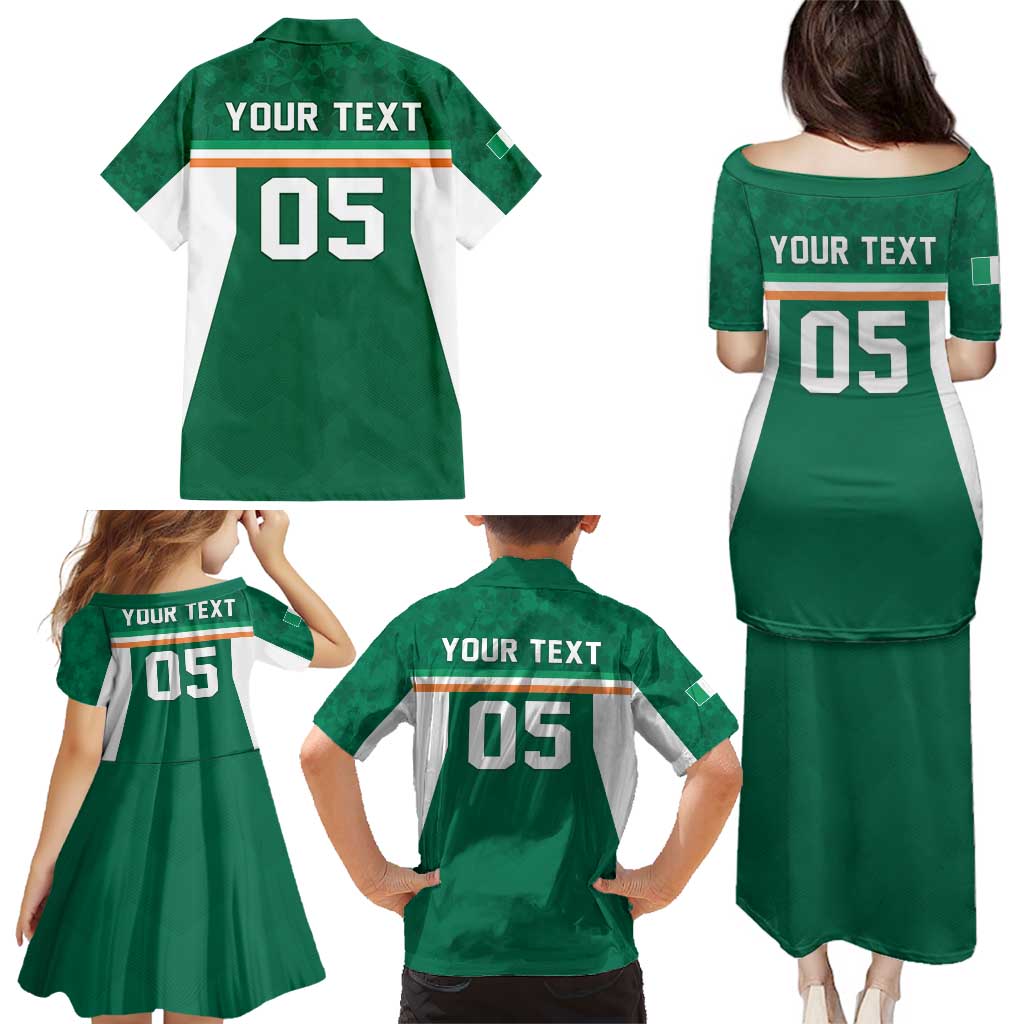 Custom Ireland Rugby Family Matching Puletasi and Hawaiian Shirt Old Retro Style