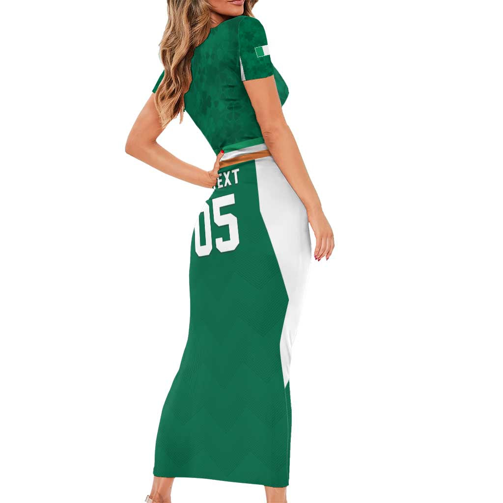 Custom Ireland Rugby Family Matching Short Sleeve Bodycon Dress and Hawaiian Shirt Old Retro Style