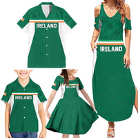 Custom Ireland Rugby Family Matching Summer Maxi Dress and Hawaiian Shirt Old Retro Style