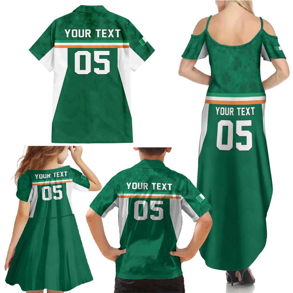 Custom Ireland Rugby Family Matching Summer Maxi Dress and Hawaiian Shirt Old Retro Style