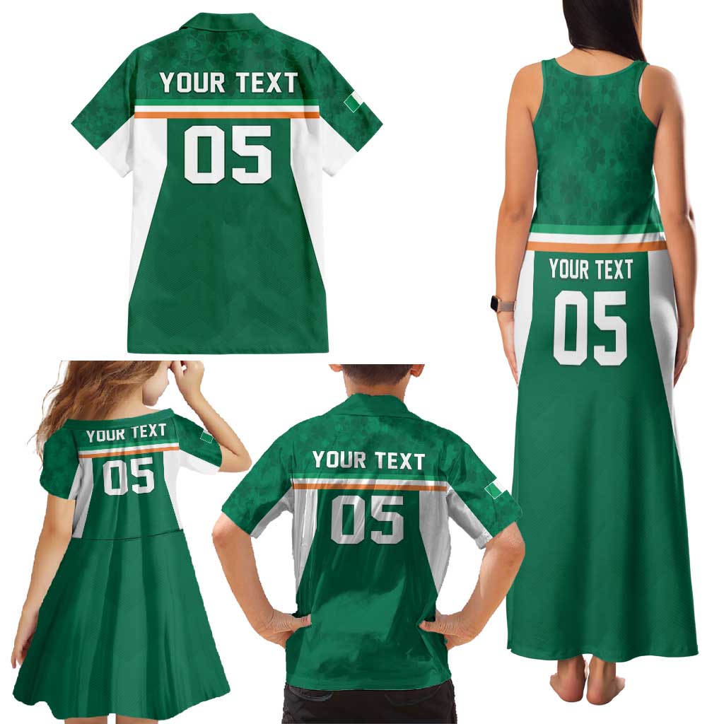 Custom Ireland Rugby Family Matching Tank Maxi Dress and Hawaiian Shirt Old Retro Style